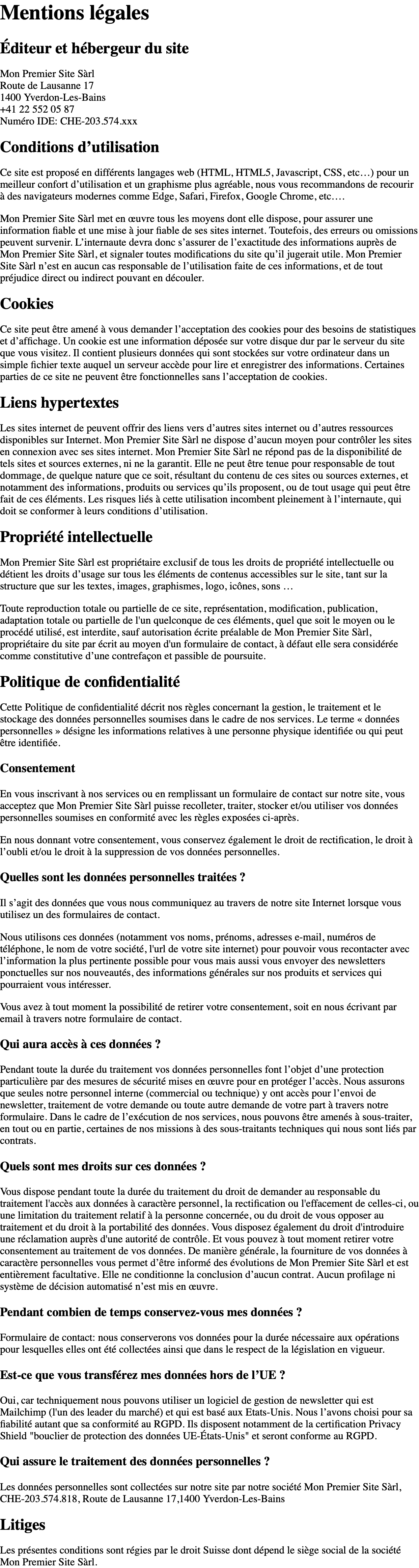 Démo mention légale