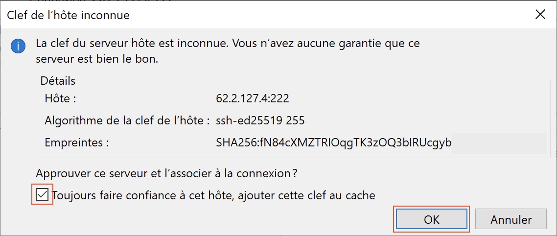 FileZilla - clef ssh