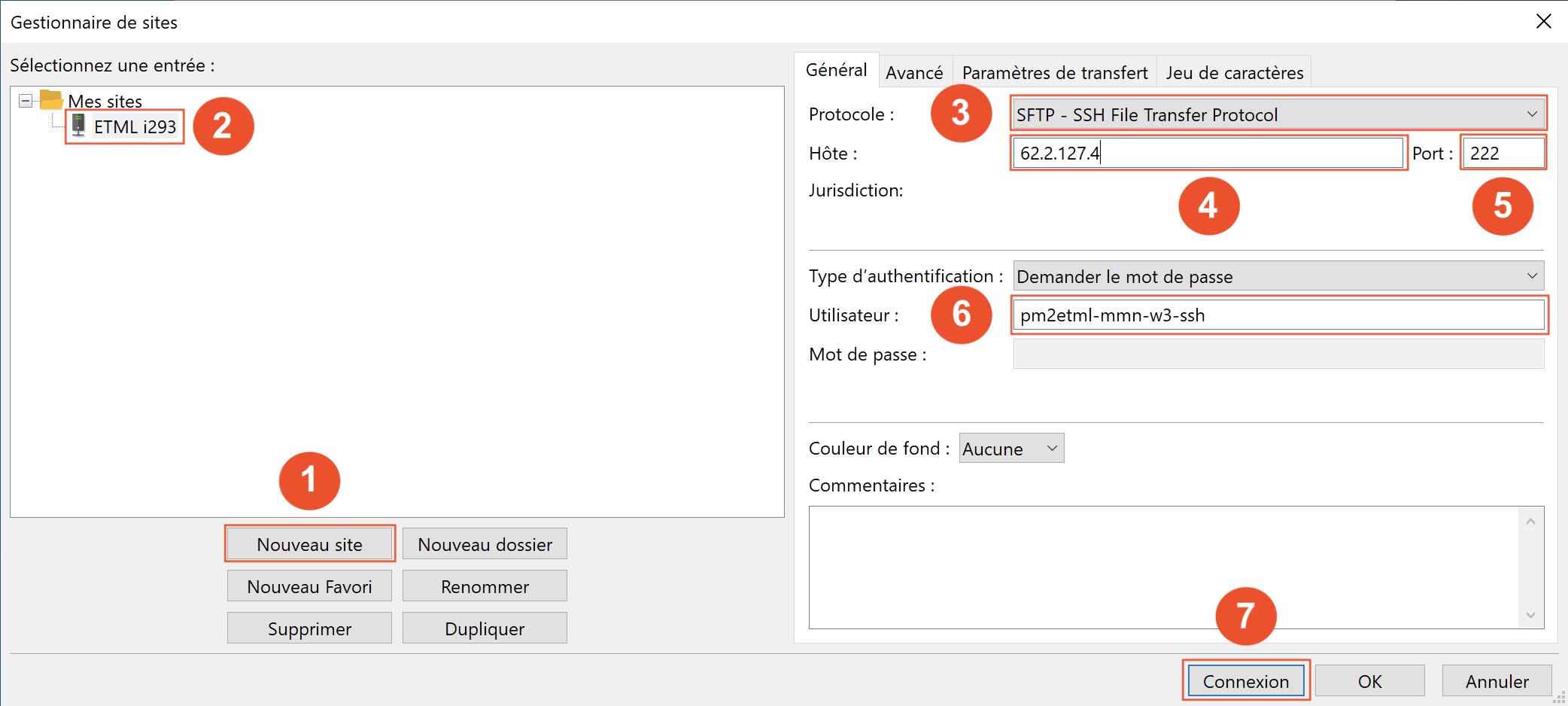 FileZilla - connexion