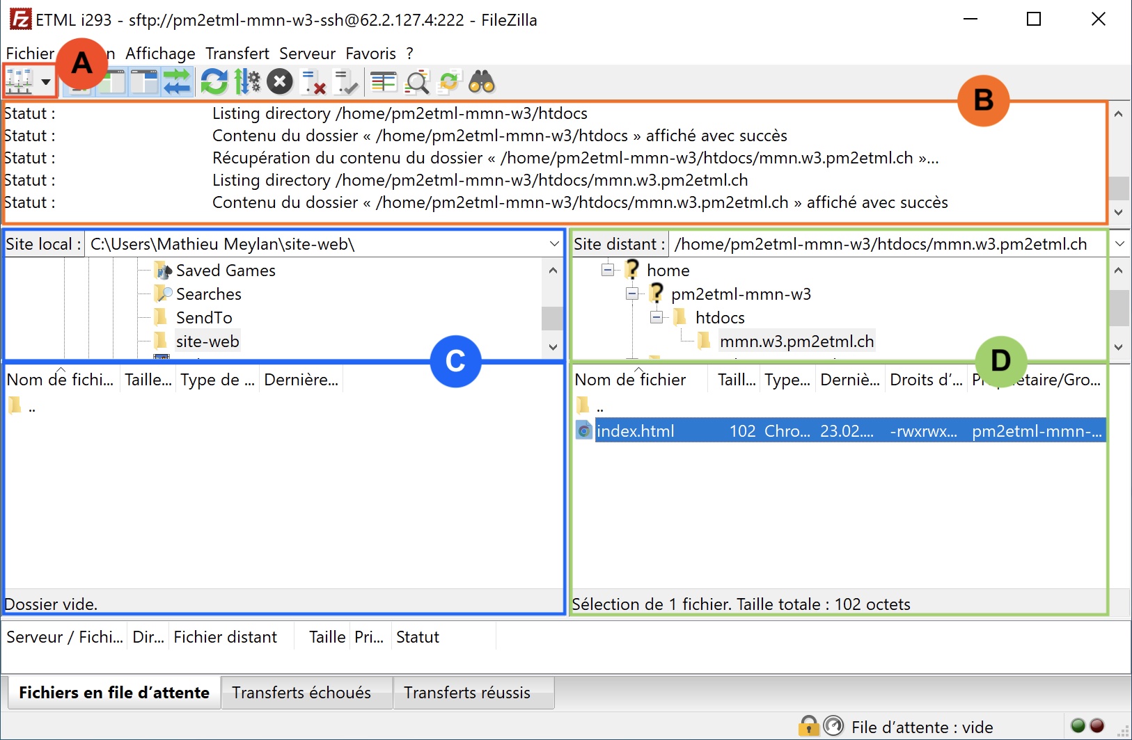 FileZilla interface